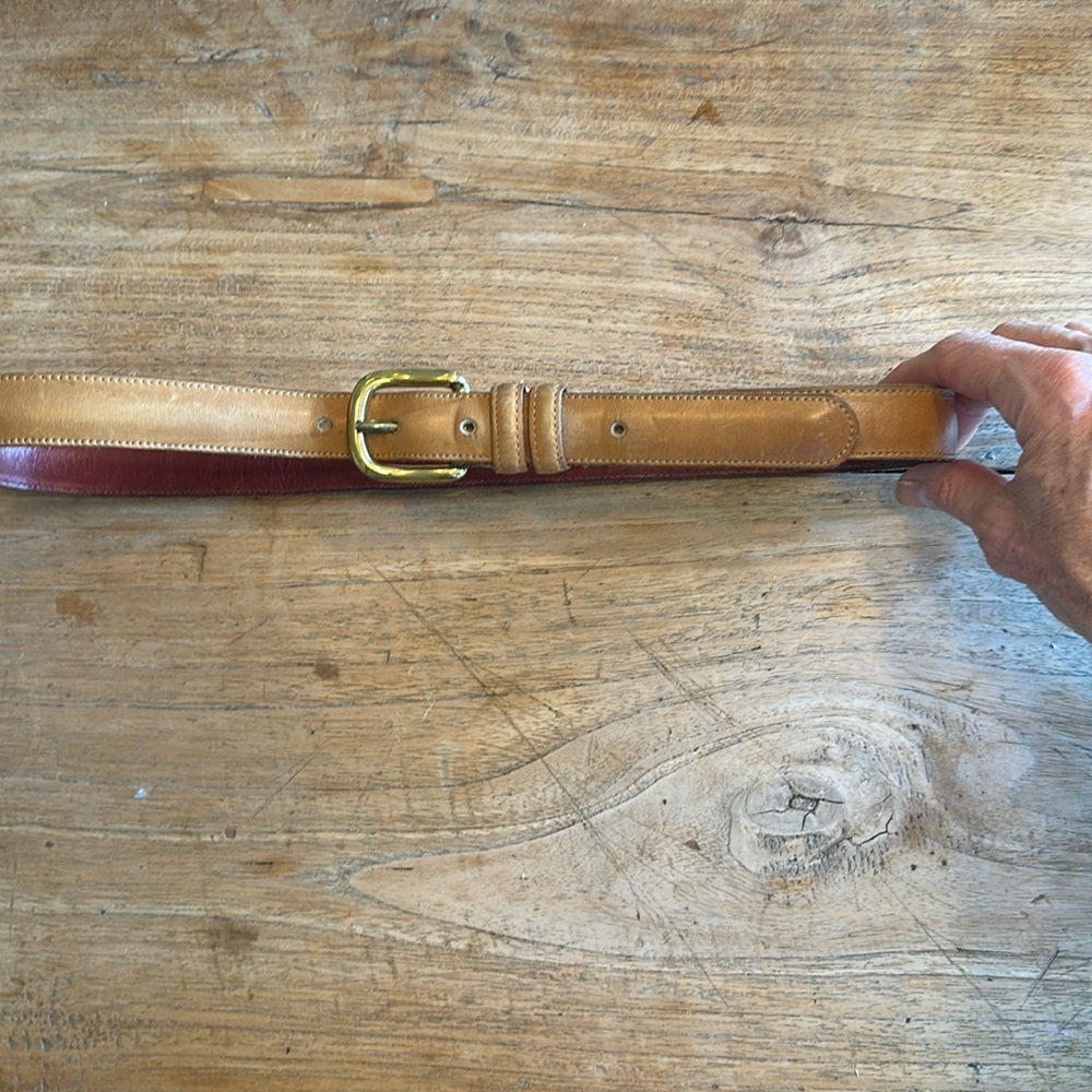Dooney & Bourke Tan Leather Belt with Gold Buckle